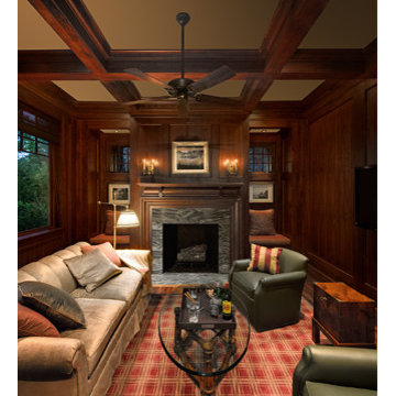 Gentlemen's Den with custom cherry paneling.