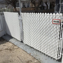 White Chain Link Swing Gates - Home Fencing And Gates