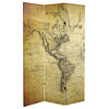 6' Tall Double Sided Vintage World Map Canvas Room Divider