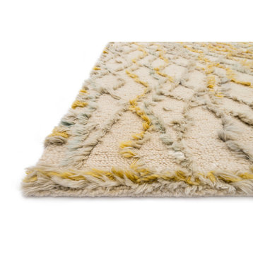 Contrasting Pile Heights and Texture Wool Symbology Ivory/Slate Rug, 7'-9" X 9'-