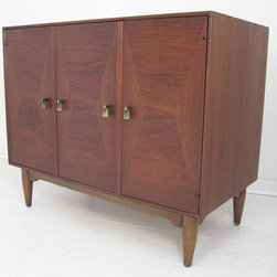 Mid-Century Small Sideboard Cabinet Credenza with Brass Pulls - SOLD - Furniture