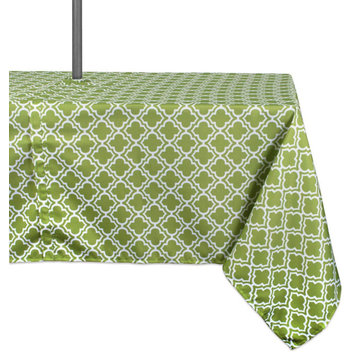 DII Green Lattice Outdoor Tablecloth With Zipper