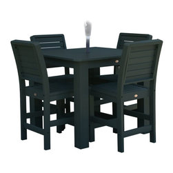 Highwood - Weatherly 5pc Square Counter Height Outdoor Dining Set, Charleston Green - Outdoor Dining Sets
