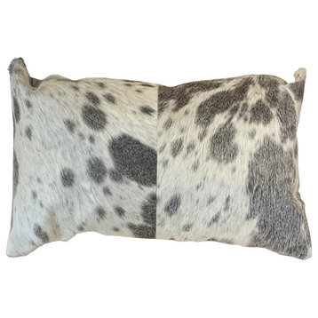 Set of 2 Gray and White Natural Cowhide Pillows