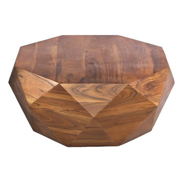 Diamond Shape Acacia Wood Coffee Table With Smooth Top Dark Brown