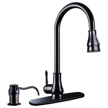 Aquaterior 18" ORB Pull-out Faucet Spray Swivel Spout Soap Dispenser