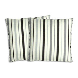 Cushion Source - Figure 8 Stripe Pebble Outdoor Throw Pillows, Set of 2, 18"x18" - Outdoor Cushions And Pillows
