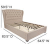 Barletta Tufted Upholstered Full Size Platform Bed, Beige Fabric