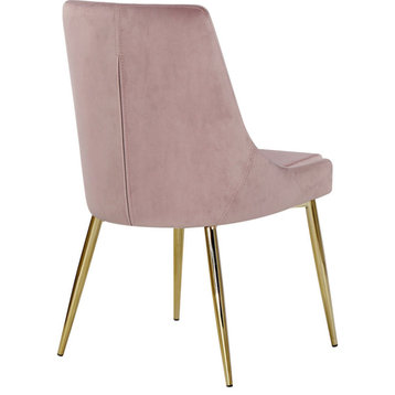 The Draper Dining Chair, Pink, Velvet, Gold Base (Set of 2)