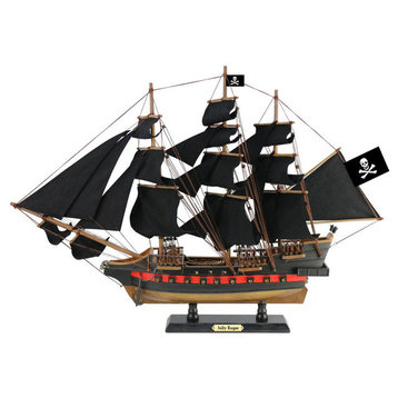 Wooden Captain Hook's Jolly Roger Black Sails Limited Model Pirate Ship 26"