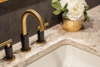 Powder room - contemporary powder room idea in Detroit