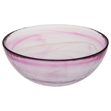 Stoneage Glass Bowl, Alabster Finish, Hot Pink