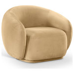 Meridian Furniture - Emery Upholstered Chair, Camel, Velvet, Accent Chair - Drift away into a cloud of comfort with the Emery camel velvet accent chair. Its soft, rounded curves and plush velvet upholstery create a truly indulgent seating experience. A timeless piece of furniture that exudes elegance and sophistication with its classic design that will never go out of style.