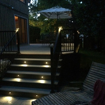 Timbertech Deck with Lights and Stamped Concrete