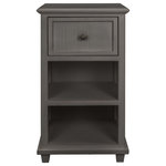 StyleCraft - Vintage Gray Drawer Side Table 13"Wx30"H16"D - Vintage is still in style, and this Drawer Side Table from StyleCraft was built for fashion and function. One drawer opens to reveal two cubby shelves and a deep drawer for multiple storage zones. Place this vintage grey-colored side table next to your bed.