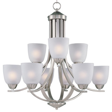 Axis 9-Light Chandelier, Satin Nickel, Frosted