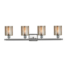 Cobbleskill 4-Light Bath Fixture, Mercury Glass, Satin Brush Nickel