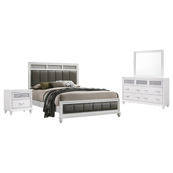 Coaster Barzini 4-piece California King Panel Wood Bedroom Set White and Gray