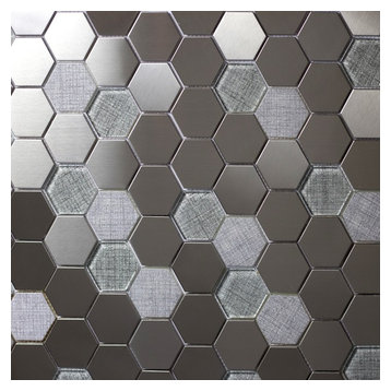 Enchanted Metals 2 in x 2 in Glass and Metal Hexagon Mosaic in Silver