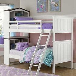 HOMELEGANCE B2018-1 LARK WHITE TWIN TWIN BOOKCASE BUNK BED - Bunk Beds