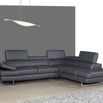 A761 Sectional Sofa in Slate Grey Leather