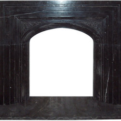 Arched Black Marble Carved Stone Fireplace Surround - Fireplace Mantels