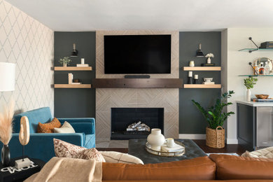 Transitional living room photo in San Diego