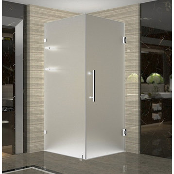 Aquadica GS 30"x30"x72" Frameless Square Shower Enclosure Frosted+Shelves Chrome