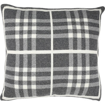 Unity Gingham Knit Pillow - Dark Gray, Medium Gray, Ivory