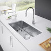 32"x19" Single Bowl Undermount Stainless Steel Kitchen Sink, Strainer and Grid