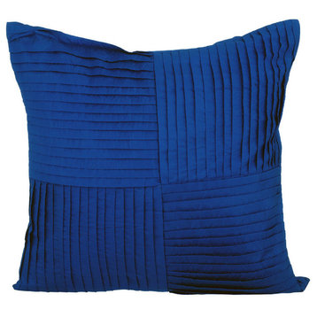 Blue Throw Pillow Covers 16"x16" Silk, Blue Ripples