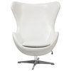 Offex Egg Chair With Tilt-Lock Mechanism, White Leather