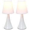 Simple Designs Valencia Brushed Nickel Mini Touch Table Lamps With Fabric Shades