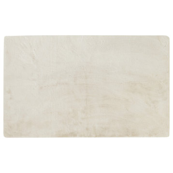 LUXE FAUX RABBIT FUR RECTANGULAR RUG 3' X 5' 25mm PILE, 900 gsm - IVORY