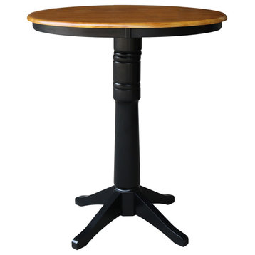 36" Round Top Pedestal Table - 40.9"H, Black/Cherry