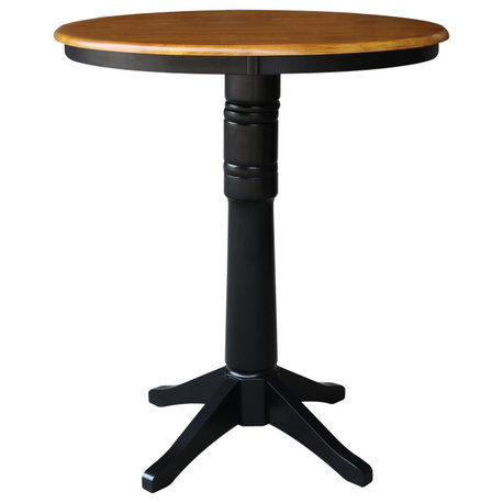 36" Round Top Pedestal Table - 40.9"H, Black/Cherry