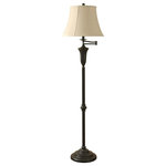 StyleCraft Home Collection - Madison Bronze Floor Lamp With Swing Arm and Natural Linen Shade - Add contemporary decor to your living room with the Madison Floor Lamp. This lamp comes with a fabric shade made of natural linen and adorns the top of the steel frame, finished in bronze. Change the direction of the light by utilizing the swing arm feature.