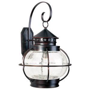 Rustic Wall Sconce Lantern With Pioneer Bubble Glass Rubbed Bronze USED 