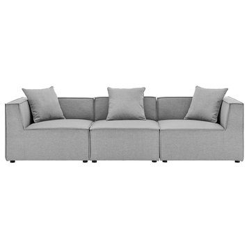 Saybrook Outdoor Patio Upholstered 3-Piece Sectional Sofa, Gray
