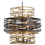 Minka Lavery - Vortic Flow 18 Light 30" 3 Tier Chandelier, Dark Bronze-Mosaic Gold - Style : Contemporary