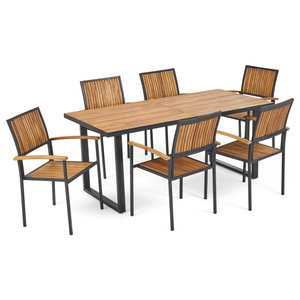 Cara Outdoor 8 Seater Acacia Wood Dining Set - Transitional - Outdoor  Dining Sets - by GDFStudio | Houzz