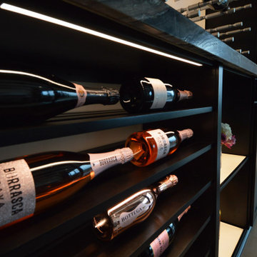 Black Wine Room Shelves for a Formal-looking Modern Wine Room