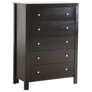 Burlington Black 5 Drawer Chest of Drawers (34 in L. X 17 in W. X 48 in H.)