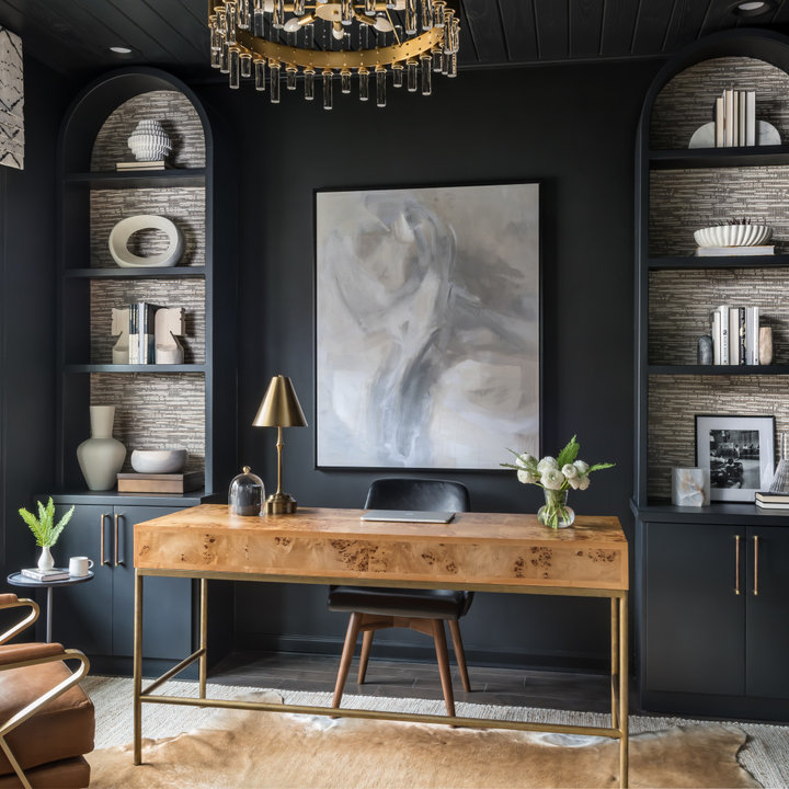 75 Beautiful Home Office with Black Walls Ideas and Designs - February ...