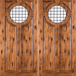 Crile Lite, Double Entry Doors in Knotty Alder with Forged Iron - Front Doors