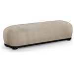 Meridian Furniture - Calum Upholstered Bench, Beige, Chenille Fabric, Black Finish - Being a benchwarmer is quite the experience when you're seated on this Calum beige chenille fabric bench. This lovely bench has the bells and whistles your room is looking for, from its posh, comfy seat upholstered in soft chenille fabric to its classic shape. It's plump and cozy enough for snuggling up with a good book yet utilitarian enough to create a handy spot to sit while pulling on boots or shoes. Its solid wood frame adds durability to its midcentury modern design, making it quintessential for multiple spaces.
