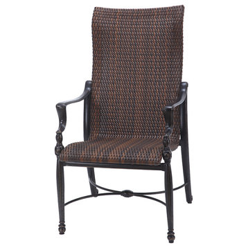 Bel Air Woven High Back Dining Chairs, Set of 2, Midnight Gold/Chestnut Woven
