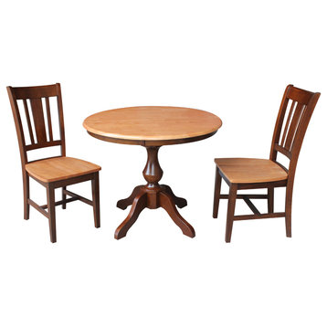 36" Round Top Pedestal Table - With 2 Chairs