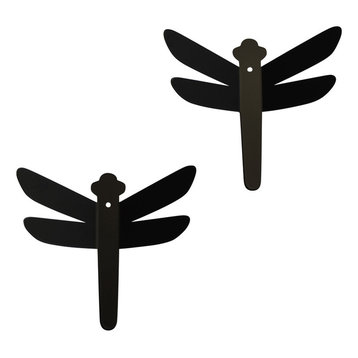 Children's Dragonfly Wall Hooks, Set of 2, Black