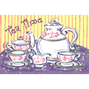 Marmont Hill, "Tea Time" by Reesa Qualia Painting Print on Wrapped Canvas, 45x30